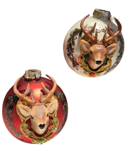 [137148] 4.7"H DEER RELIEF ORNAMENT 2A 