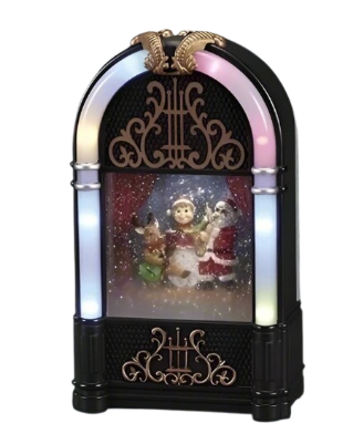[137083] 9"H LIGHTED SWIRL JUKE BOX SANTA 