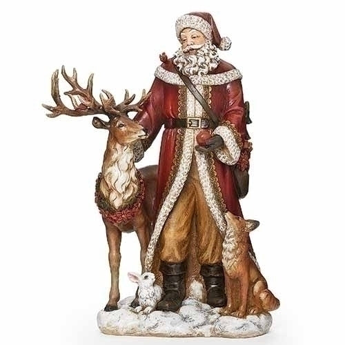[633403] 18.5"H SANTA W/DEER & CARDINAL 