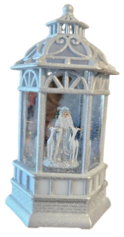 [135022] 10.5"H LED SWIRL SANTA/DEER IN 