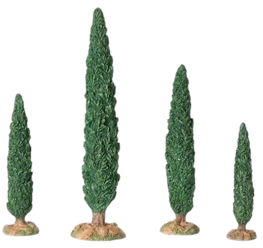 [54601] 10"H 4 PC SET CYPRESS TREE FOR 5". FONTANINI
