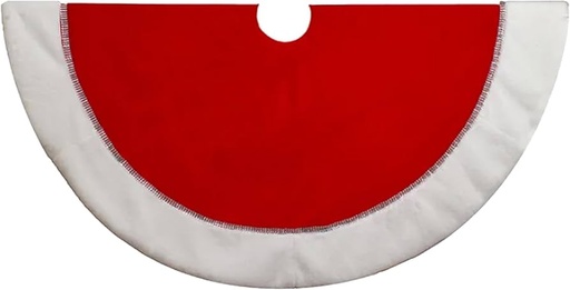 [TS0283] 48"RED W/WHITE BORDER TREESKIRT.