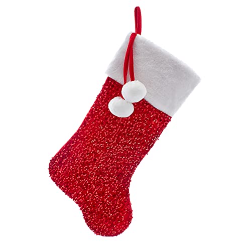 [SG0283] 20.5"RED SEQUINS STOCKING W/WHITE FAUX FUR CUFF 