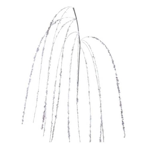 [086131827198] 47"WHITE SEQUINS SPARKLE HANGING SPRAY.