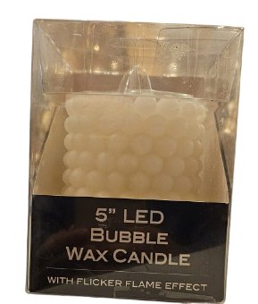[JEL1008] 5"LED BUBBLE CANDLE W/FLICKER FLAME. USES 2 "AA" 