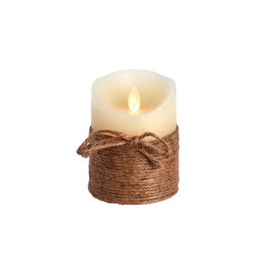 [086131826412] 4"LED ROPE FLICKER FLAME IVORY CANDLE W/ROPE. 