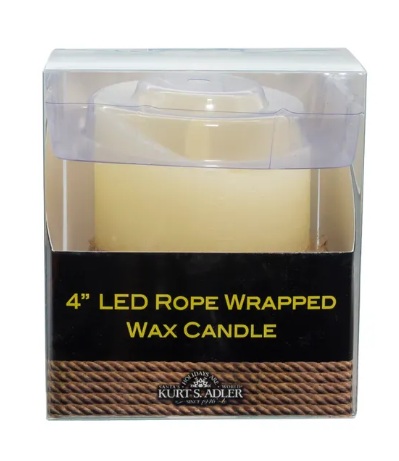 [JEL1011] 4"LED ROPE FLICKER FLAME IVORY CANDLE W/ROPE. 