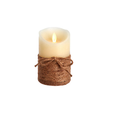 [JEL1012] 5"LED ROPE FLICKER FLAME IVORY CANDLE W/ROPE. 