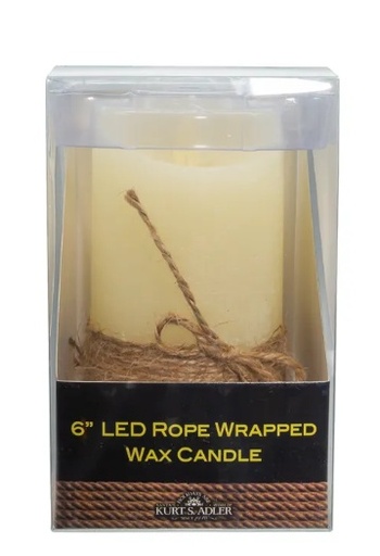 [JEL1013] 6"LED ROPE FLICKER FLAME IVORY CANDLE W/ROPE. 