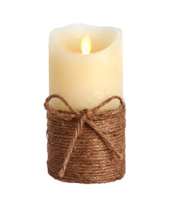 [JEL1013] 6"LED ROPE FLICKER FLAME IVORY CANDLE W/ROPE. 