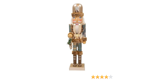 [086131822544] 15"WOODEN RUSTIC GLAM NUTCRACKER.