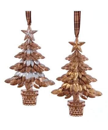 [086131819780] 6.3"PLASTIC RUSTIC GLAM TREE ORN INDIVIDUAL