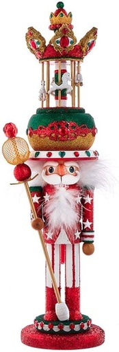 [HA0664] 18"HOLLY WOOD CAROUSEL HAT MUSICAL NUTCRACKER.