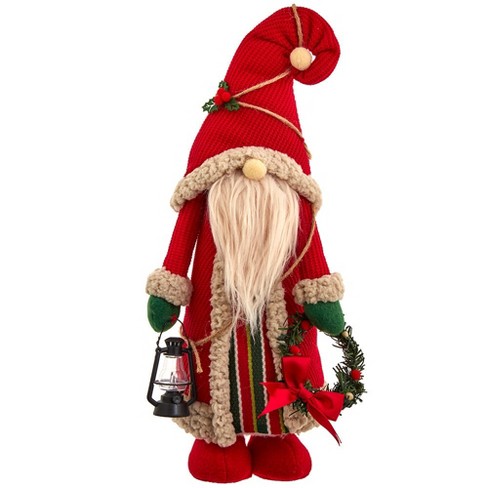 [086131819506] 17"FABRIC STANDING GNOME HOLDING A GREEN 