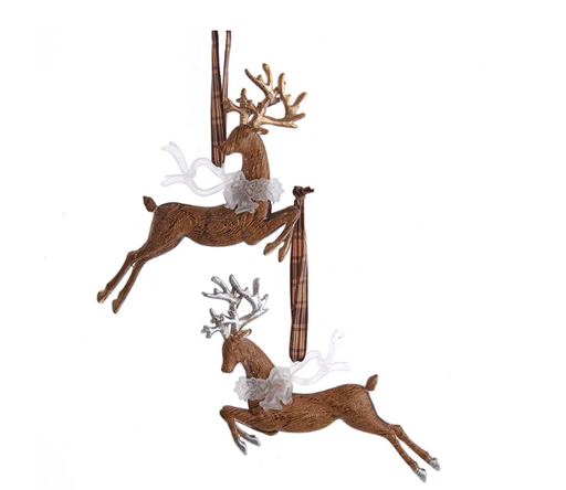 [086131819445] 6-6.3"PLASTIC RUSTIC GLAM DEER ORN INDIVIDUAL