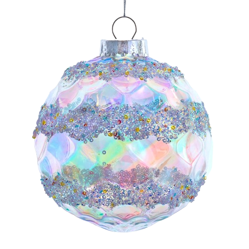 [H4206] 150MM GLITTERED IRIDESCENT BALL ORN