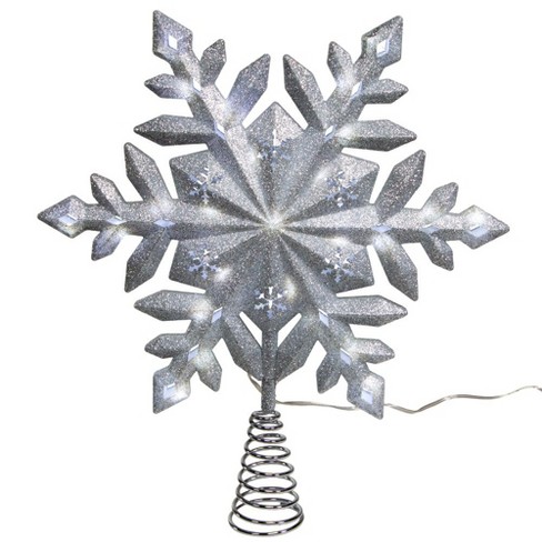 [MTX31817] 13" PRE-LIT GLITTERED SNOWFLAKE TREE TOP 