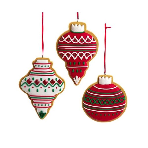 [T3392] 3.5"CLAYDOUGH RED, GREENWHITE BALL FINIAL ONION / INDIVIDUAL