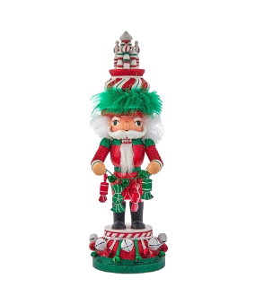 [HA0657] 15"HOLLY WOOD RED, WHITE & GREEN CANDY TOWER HAT