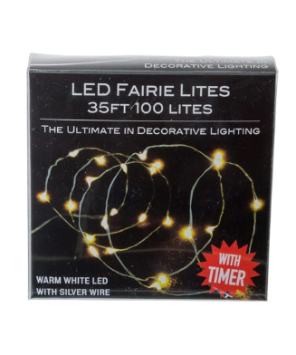 [BAT0326WW] 100/L WARM WHITE LED FAIRIE LIGHTS WSILVER 31.5"