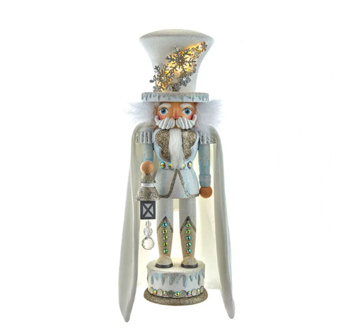 [HA0619] 18"HOLLY WOOD WHITE SNOWFLAKE SOLDIER LED NUTC