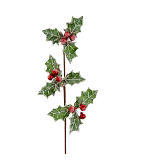 [CO345] HOLLY GLITTERED PICK W/RED BALLS. 