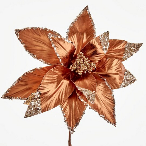 [C0337] 14"METALLIC LIGHT BROWN POINSETTIA.