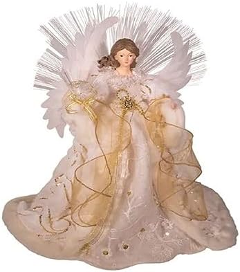 [AD0602] 16"FIBER OPTIC LED GOLD & WHITE ANGEL TREETOP W/70