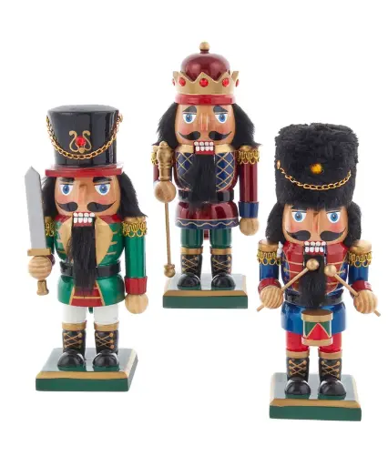 [C5954] 9"RED, BLUE & GREEN KING & SOLDIER NUTCRACKERS 3 