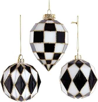 [086131636776] 80MM BLACK SILVER GLASS ROUND BALL  FINIAL ORNS  