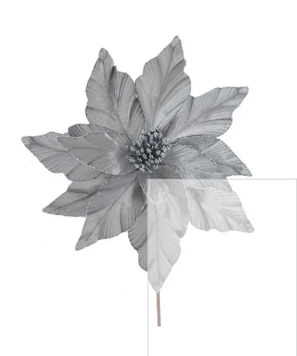 [086131597060] 14"SILVER VELVET POINSETTIA.