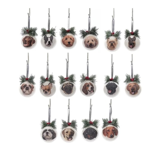 [D3989] 80MM DOG HEAD DESIGN DECOUPAGE BALL INDIVIDUAL. 