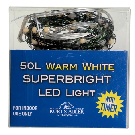 [BAT0310WW] 50/L SUPERBRIGHT LED WARM WHITE LIGHTS, 24LEAD WIR