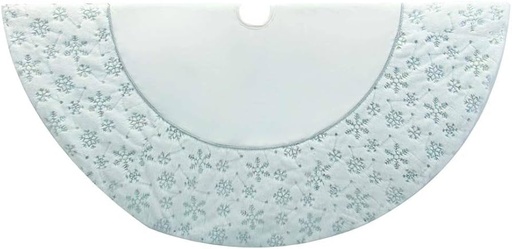 [TS0245] 54"WHITE & SILVER VELVET W/SEQUIN SNOWFLAKES