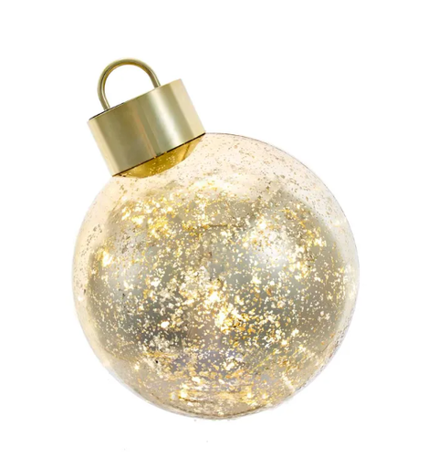 [JEL1413GO] 200MM PLASTIC LED GOLD BALL TABLEPIECE WARM WHITE 