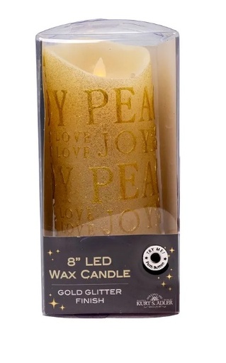 [JEL0949] 8"GOLD CANDLE W/FLICKER FLAME EFFECT. 