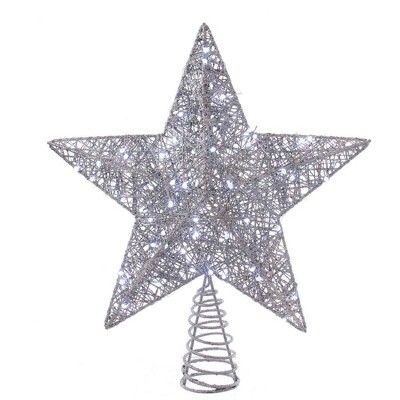 [JEL0317] 100/L 13" 5 POINT SILVER STAR TREETOP W/COOL 