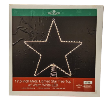 [UL2311] 17.5"SILVER LIGHTED TREETOP LED LIGHS WRAP ON STAR