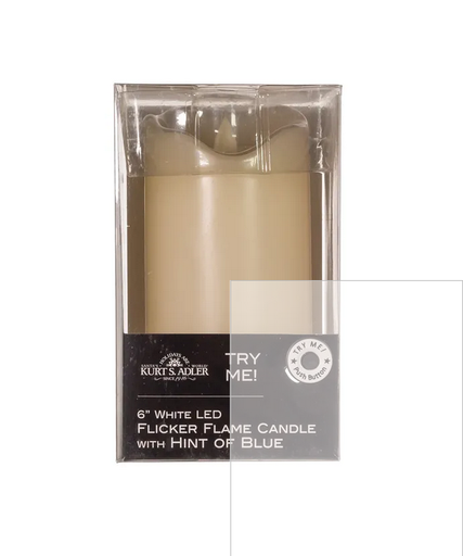 [JEL0909] 6"WHITE LED FLICKER FLAME CANDLE W/HINT OF BLUE
