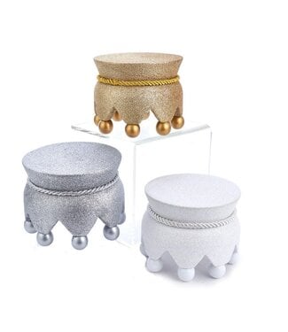 [086131499395] 5"GOLD, SILVER & WHITE GLITTER NUTCRACKER BASES 