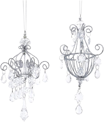 [TD1603] 2.2X2.2X6"ACRYLIC DROP CHANDELIER WHITE GLITTER   