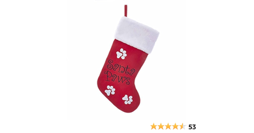 [086131453779] 19"RED "SANTA PAWS" STOCKING.