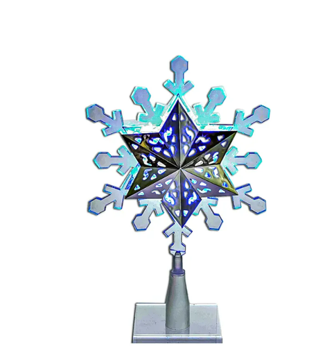 [JEL0306] 9"ROTATING BLUE & WHITE LED SNOWFLAKE TREETOP 