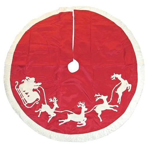 [086131360862] 50"SANTA & REINDEER EMBROIDERED TREESKIRT.