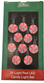 [UL0147] 20/L 35MM RED LED CANDY LIGHT SET W/12"GRN LEAD