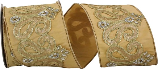 [93441W-035-10D] DUPPON REGAL TRIM JEWEL SCROLL EMBROIDERY WIRED EDGE 4"X5Y